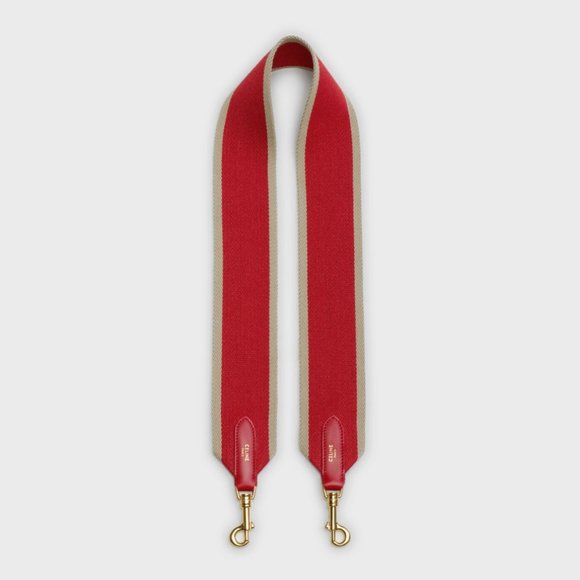 NEW Celine Short Bag Strap in Calfskin Red / Natural - Picture 1 of 7